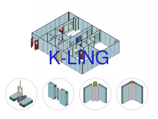 Modułowy system pomieszczeń czystych z filtrami HEPA/ULPA dla klasy 100/1000/10000 środowiska kontrolowanego i paneli o grubości 50 mm